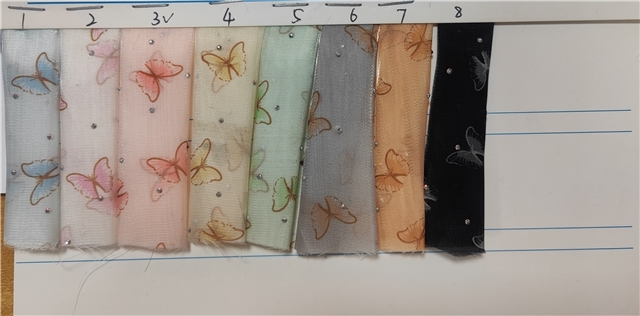 hot stamping butterfly organza fabric