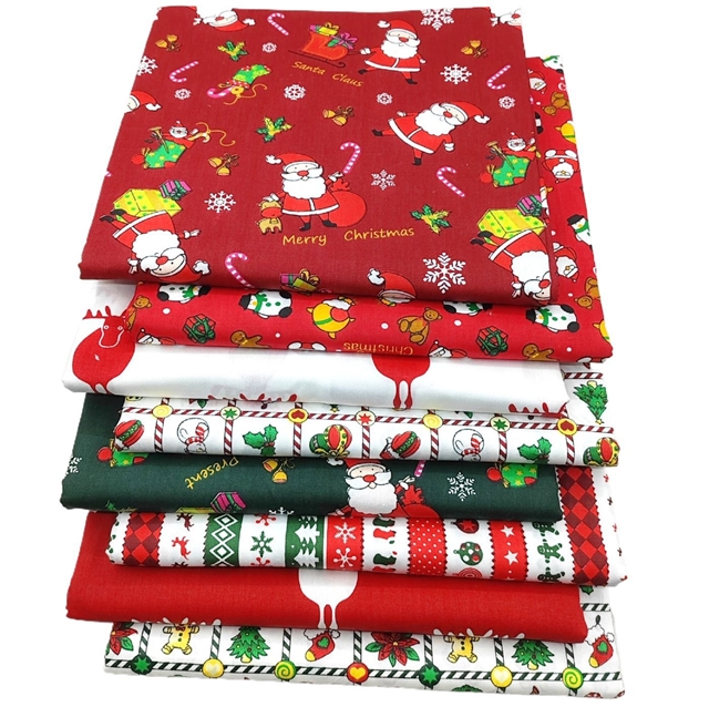 100% cotton christmas series cotton printed fabric set (8pcs/set)