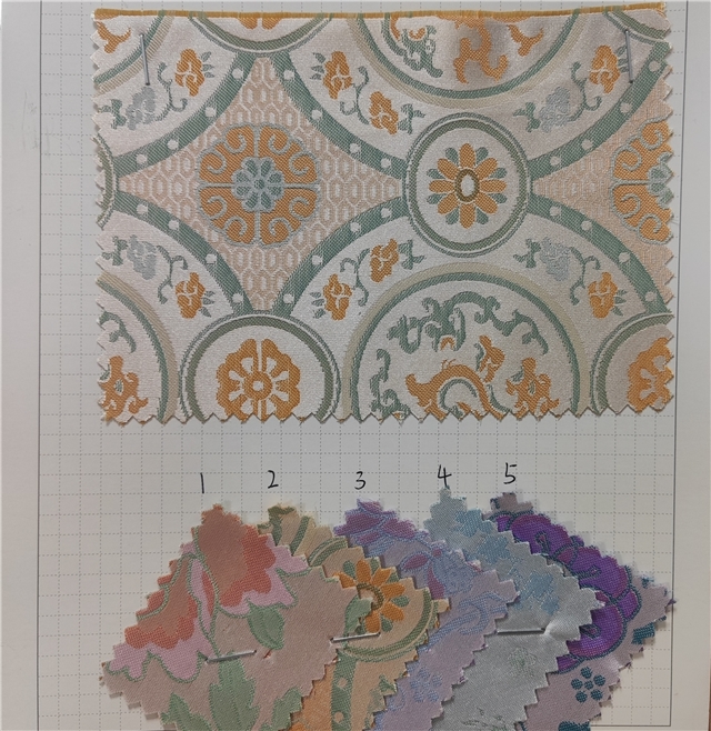 chinese style geometric flower jacquard fabric