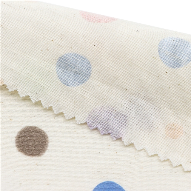 colorful polka dot cotton linen digital printing fabric