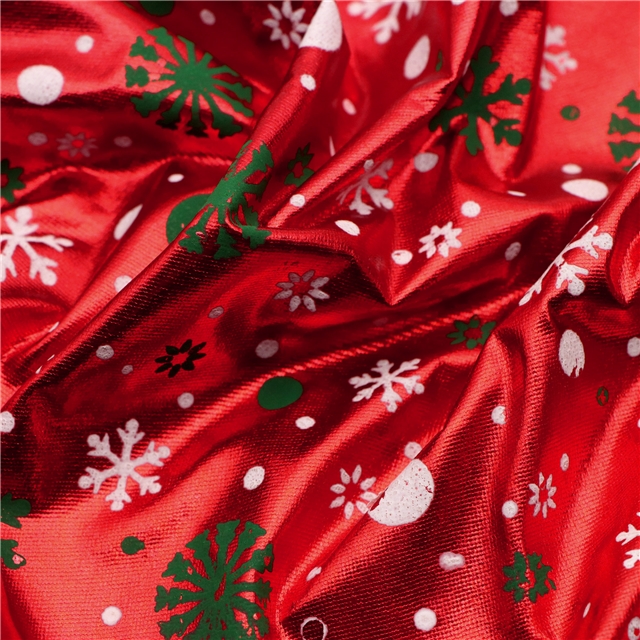 offset snowflake full plate hot stamping red gold fabric