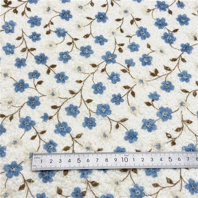 flower bear grid particle printed velvet fabric