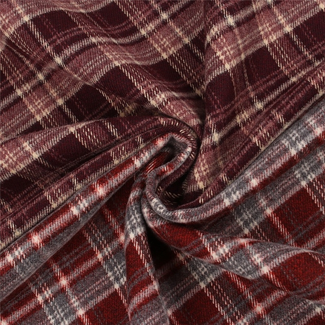 polyester cotton brushed yarn dyed checkered fabric