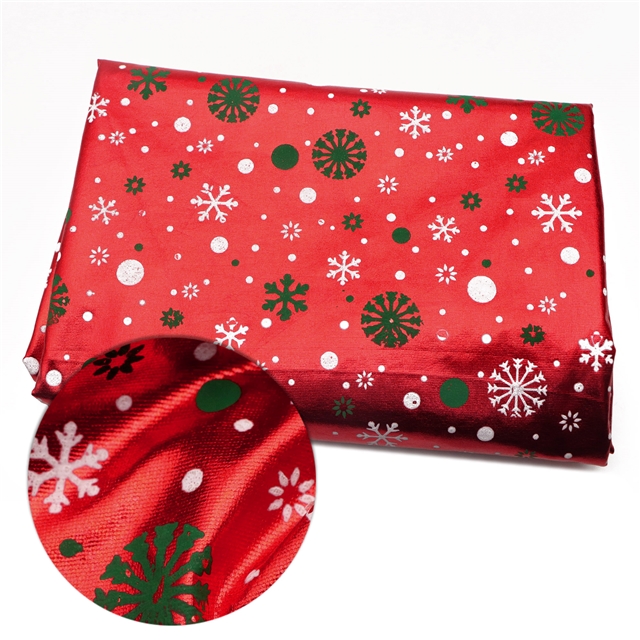 offset snowflake full plate hot stamping red gold fabric