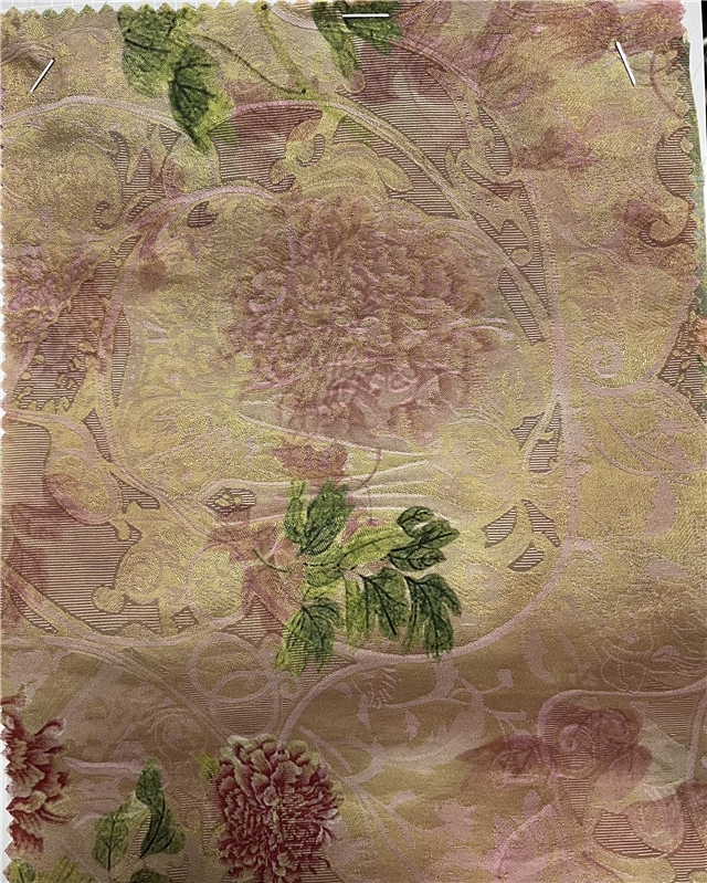 flower leaf pattern rayon ice silk fabric