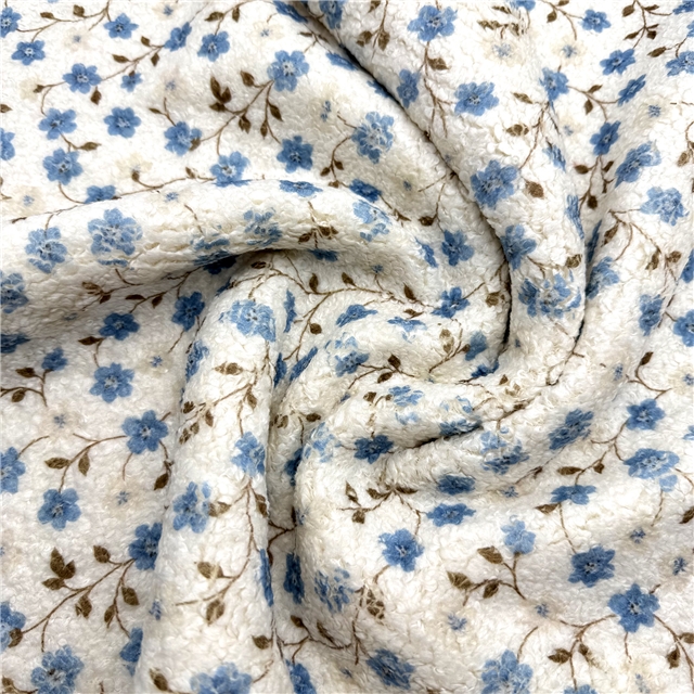 flower bear grid particle printed velvet fabric