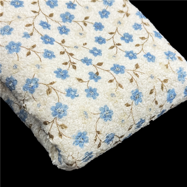 flower bear grid particle printed velvet fabric