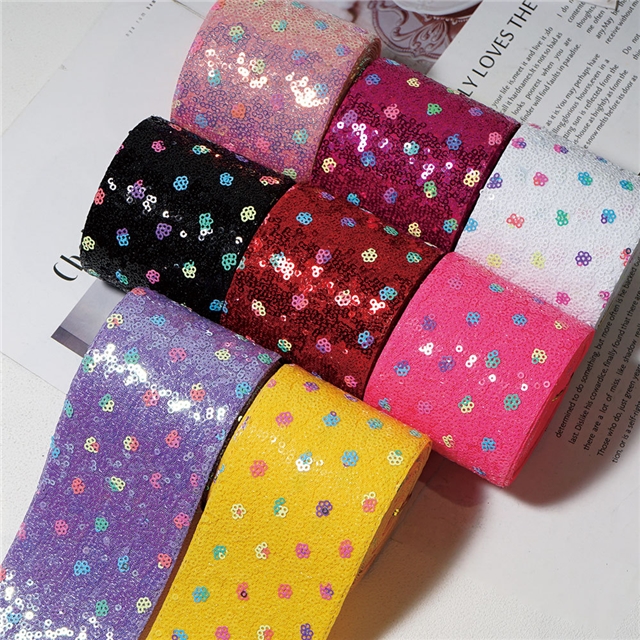 Iridescent plum blossom sequins ribbon