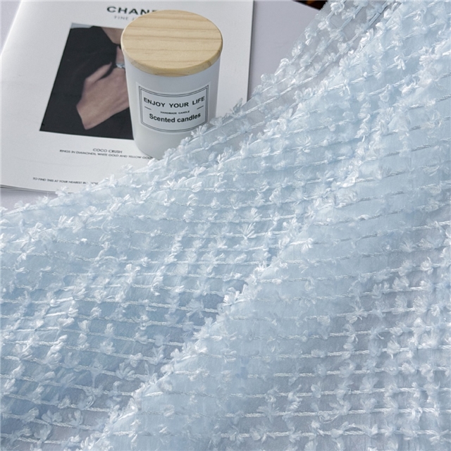 3d tassel trimmed organza fabric