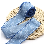 38mm flower denim two-color hook ribbon