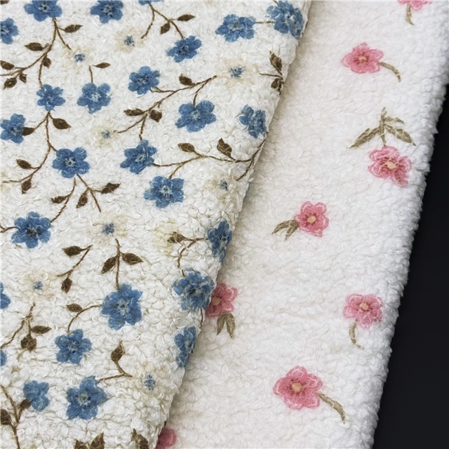 flower bear grid particle printed velvet fabric