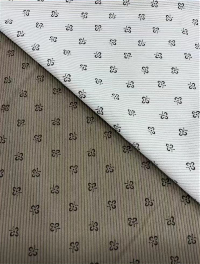 floral printed corduroy fabric