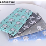rabbit printed cotton linen