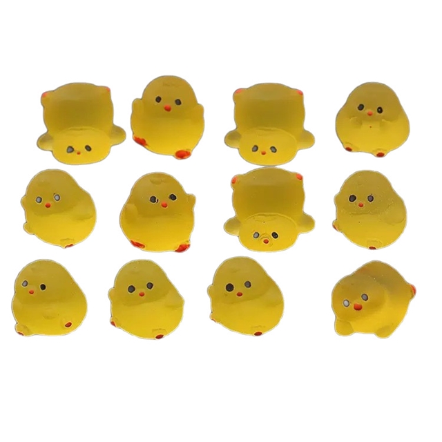 plastic/resin mixed cute yellow luminous chubby chicken 3d resin micro landscape ornament