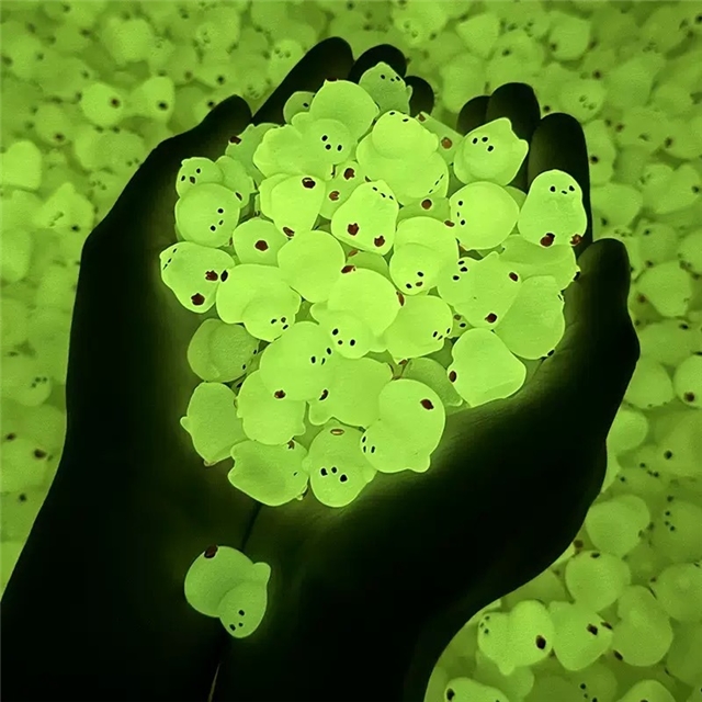 plastic/resin mixed cute yellow luminous chubby chicken 3d resin micro landscape ornament