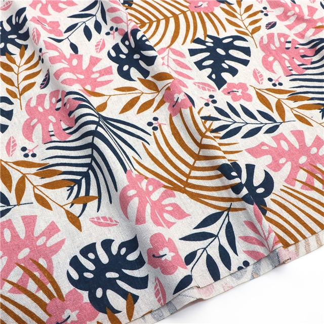 small fresh leaf printed cotton and linen fabric 1#,50*150cm(19.7*59.1
