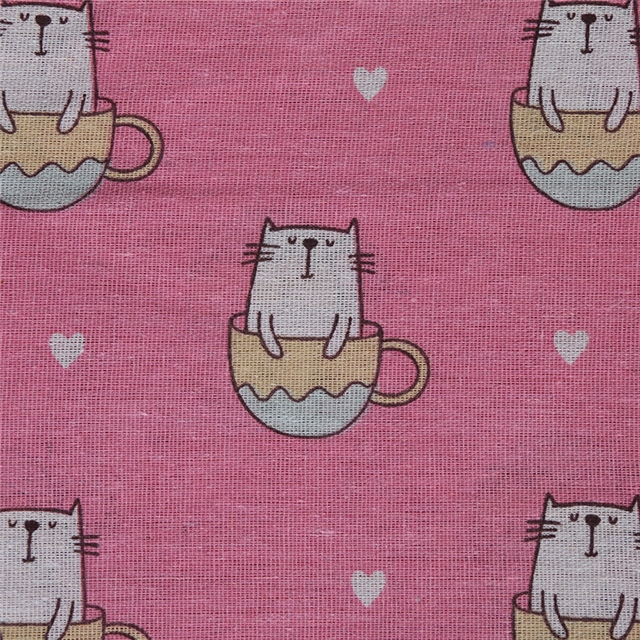 cat series cotton and linen fabric printing