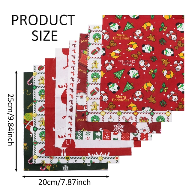 100% cotton christmas series cotton printed fabric set (8pcs/set)