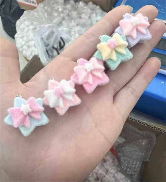 resin velvet bow star resin pendant