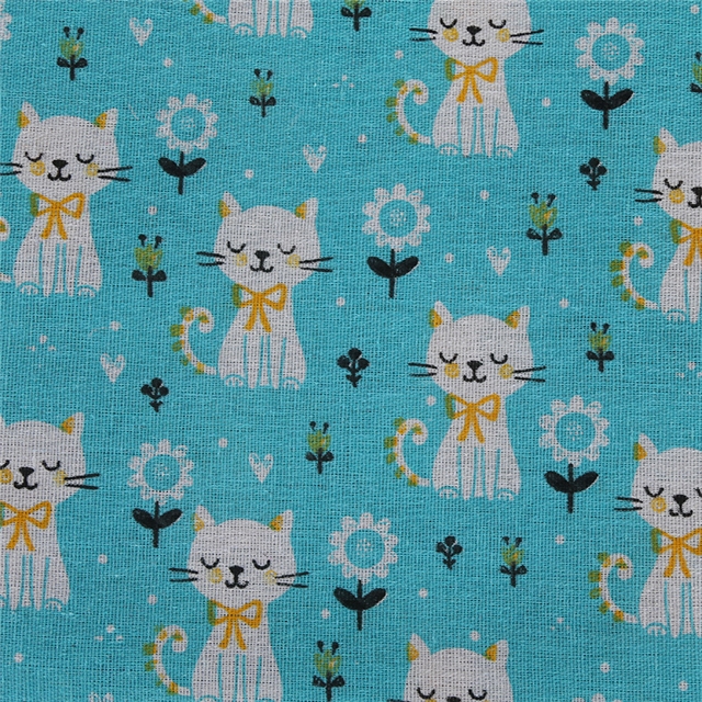 cat series cotton and linen fabric printing