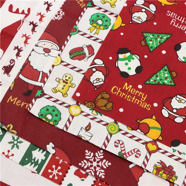 100% cotton christmas series cotton printed fabric set (8pcs/set)