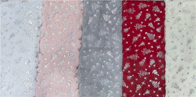 hot silver christmas tree velvet fabric
