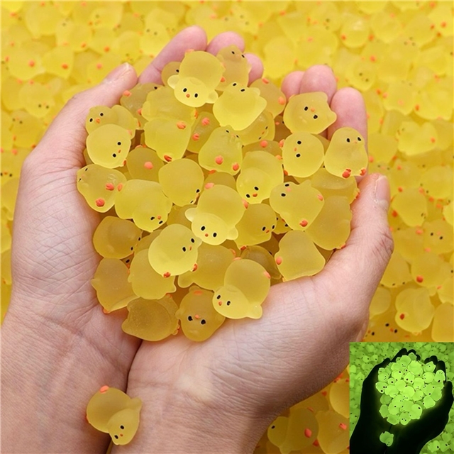plastic/resin mixed cute yellow luminous chubby chicken 3d resin micro landscape ornament