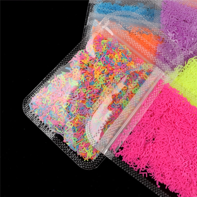 pet fluorescent english alphabet sequin packaging filling material