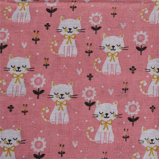 cat series cotton and linen fabric printing