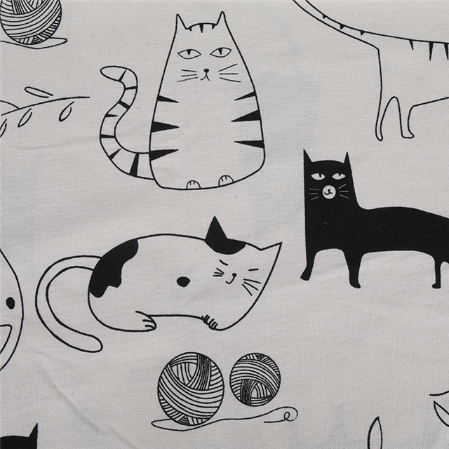 cat series cotton and linen fabric printing