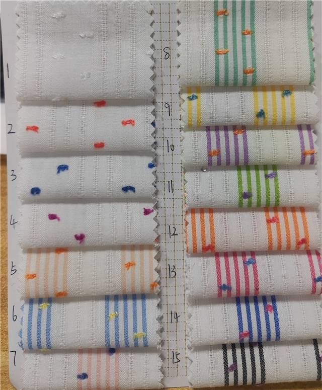 polyester cotton striped color dot jacquard fabric