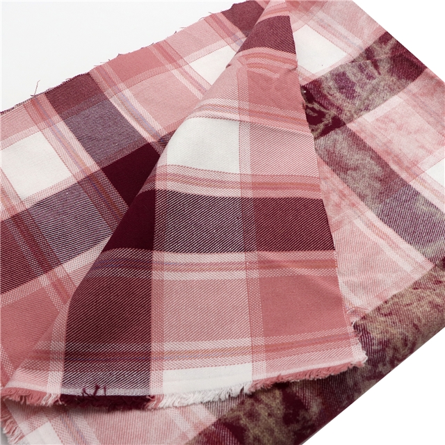 100% cotton cotton tie dye brushed plaid fabric