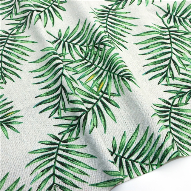small fresh leaf printed cotton and linen fabric 2#,50*150cm(19.7*59.1