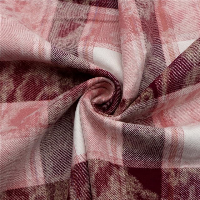 100% cotton cotton tie dye brushed plaid fabric