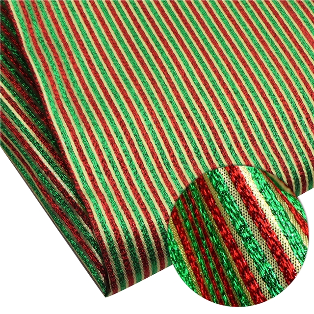 christmas color stripes gold and silver jacquard fabric