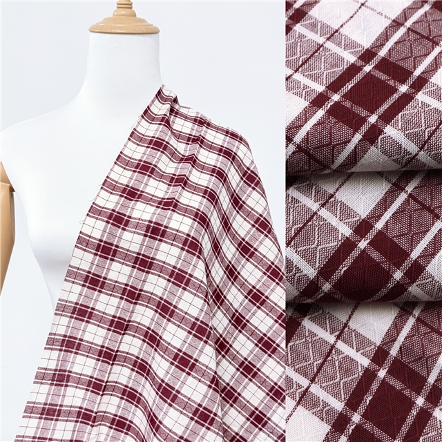 polyester cotton yarn dyed checkered diamond patterned jacquard fabric