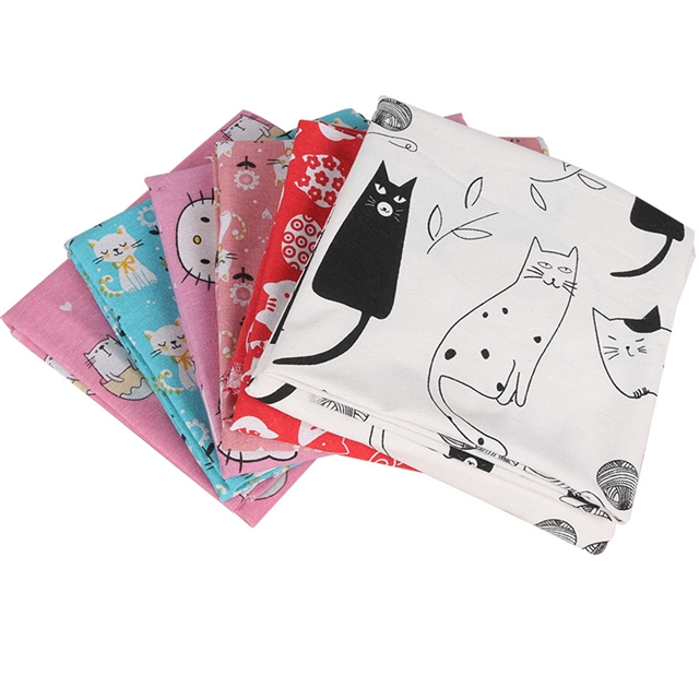 cat series cotton and linen fabric printing