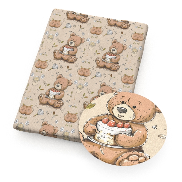 polyester cotton geometric bear series polyester cotton fabric set (6 pcs/set)