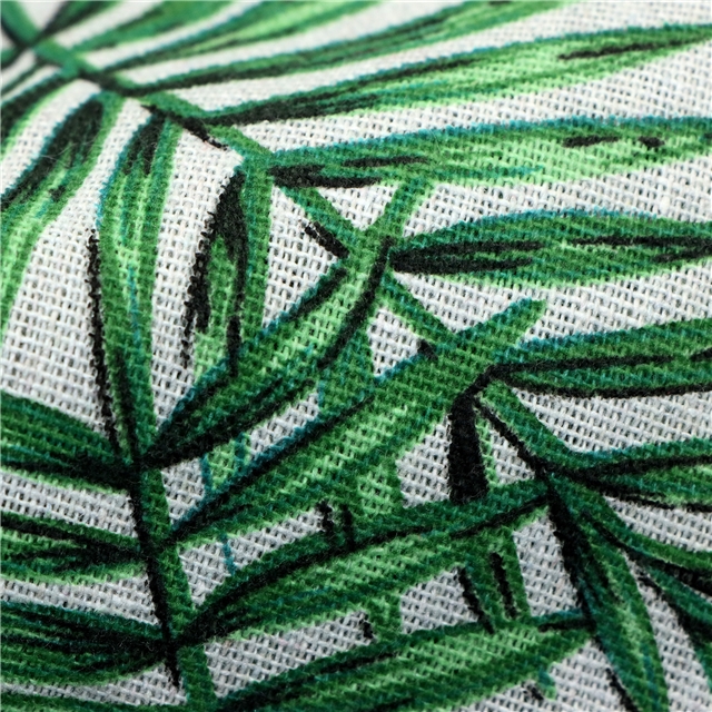 small fresh leaf printed cotton and linen fabric