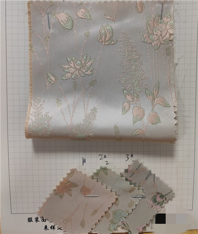leaves flowers gold and silver silk jacquard fabric