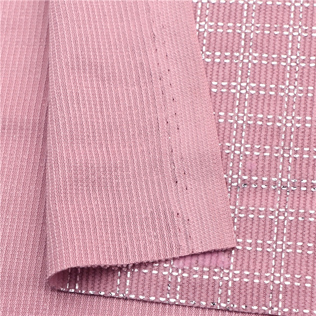 velvet pink butterfly silver hot stamping plaid corduroy fabric