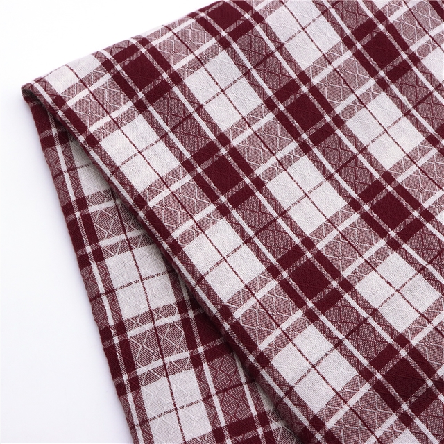 polyester cotton yarn dyed checkered diamond patterned jacquard fabric