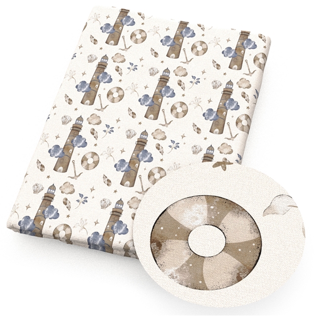 polyester cotton seagull whale lighthouse series polyester cotton fabric set (8 pcs/set)