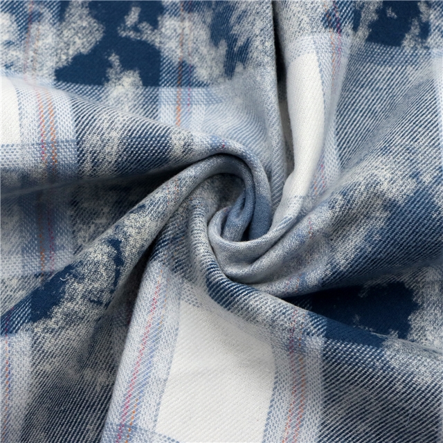 100% cotton cotton tie dye brushed plaid fabric