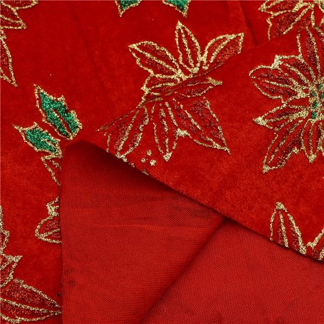 glitter christmas flower velvet fabric