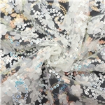 sequins flower mesh gauze, white,50*130cm discontinuous