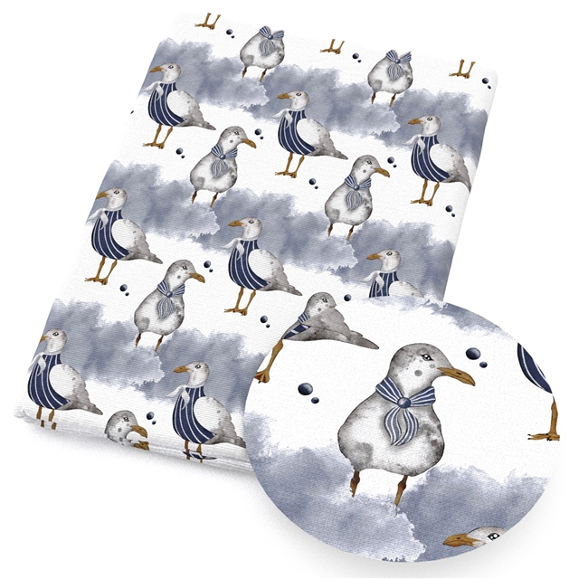polyester cotton seagull whale lighthouse series polyester cotton fabric set (8 pcs/set)