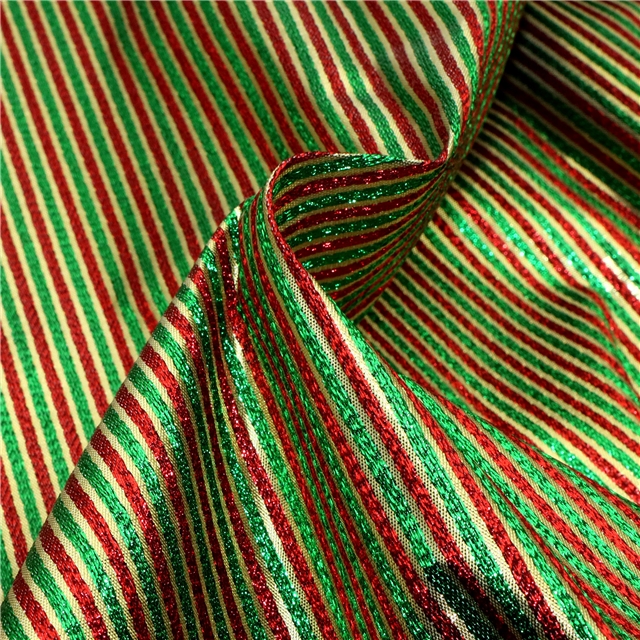 christmas color stripes gold and silver jacquard fabric