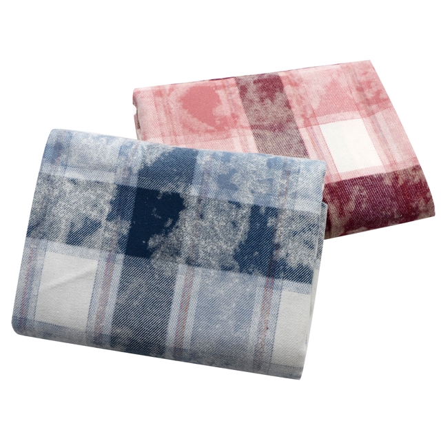 100% cotton cotton tie dye brushed plaid fabric