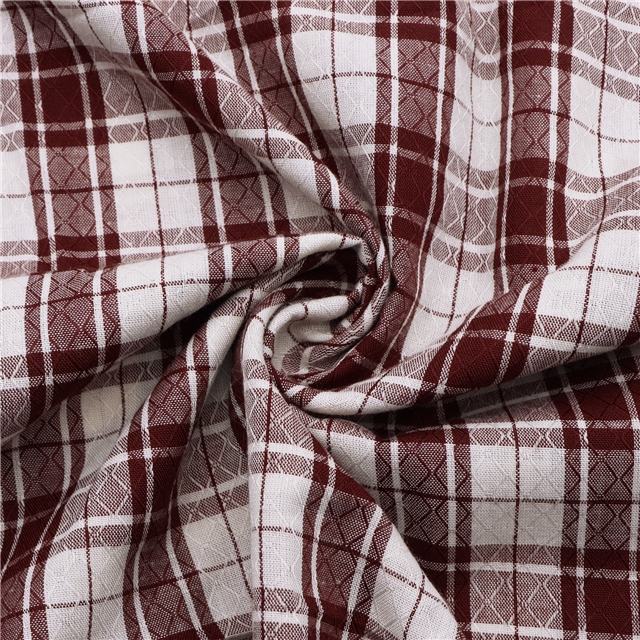 polyester cotton yarn dyed checkered diamond patterned jacquard fabric